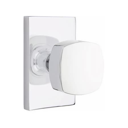 Emtek Freestone Knob 2-3/8 in Backset Privacy w/Modern Rectangular Rose for 1-1/4 in to 2 in Door 5212FRKUS26
